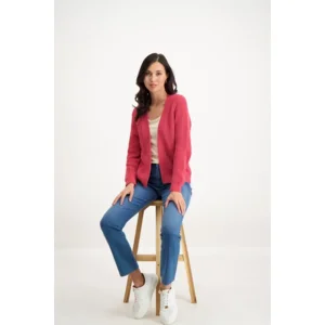 Signe Nature Cardigan: Fushia, grof gebreid ( Signe.1201 )