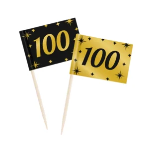 Prikkertjes - 100 jaar - Goud, zwart - 50st.