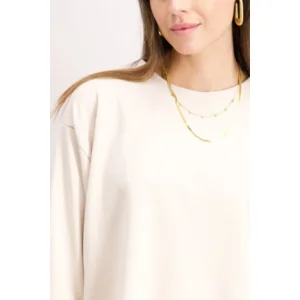 Signe Nature Shirt: Cream kleur, ronde hals ( Signe.1316 )