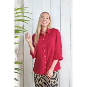 Mona Lisa Dames bloes: Linnen, rood ( duitse maten ) ( MONA.183 )