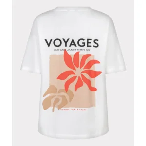 Esqualo T-shirt: Off White / Chili Red, Korte mouw, Voyages ( ESQ.319 )