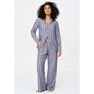 Lingadore Stripes pyjama in denim blauw
