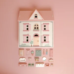 Poppenhuis - Medium - Met meubels en twee popjes