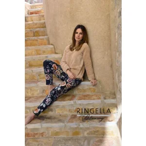 Ringella Bloomy Dames pyjama: Fleece top, bedrukte broek ( RIN.355 )