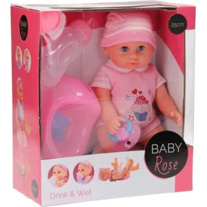 Pop - Baby Rose - Drink- & plaspop - 25cm - 1st. - Willekeurig geleverd