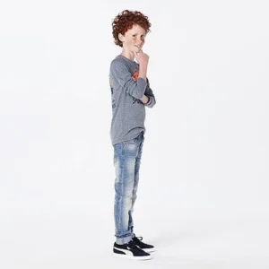 superzachte longsleeve met dubbelprint faded blue