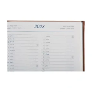 Agenda - 2023 - Europoint - Lederlook - Met duimgreep - 6-talig - Bruin