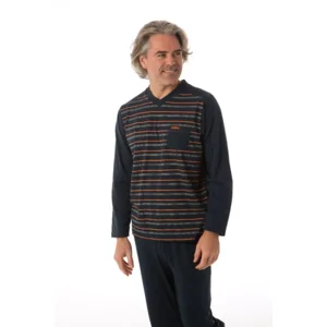 Perlina Heren Pyjama: Bob A, Blauw, katoen, tot 6XL ( LINA.121 )