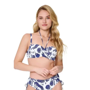 LIngadore Greek Sun strapless bikini in blauw en wit