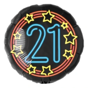 Folieballon - 21 Jaar - Neon - 43cm - Zonder vulling