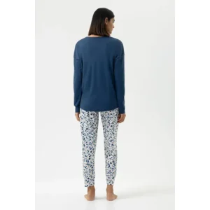 Mey Soft Leo pyjama in blauw en beige