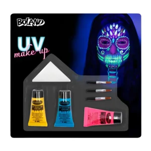 Bright Skull UV Schminkset – 3 kleuren – Glow Make‑up voor Halloween & Day of the Dead