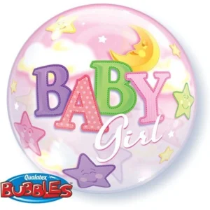 Folieballon - Baby girl - Bubble - 56cm - Zonder vulling