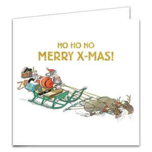 Kaarten - Kerst - Jan van Haasteren - Rendieren voor arreslee & skiën met boom - 10st.