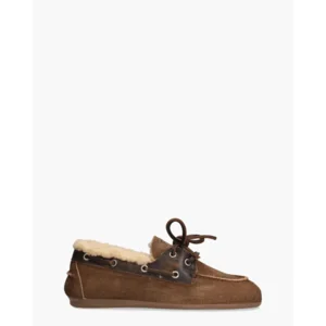 Posa Boat Loafer Brushed Fur Bruin Dames Veterschoenen