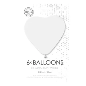 Ballonnen - Hart - Wit - 30cm - 6st.