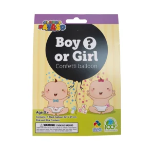 Ballon - Gender reveal - Boy or girl - Met blauwe en roze confetti - 60cm