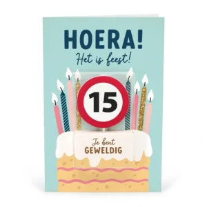 Kaart - Taartkaarsje - 15 jaar