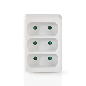 Verdeelstekker - Domino 3 stopcontacten - Zonder aarding - Wit