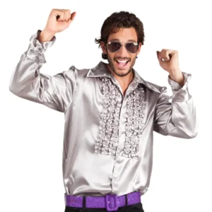 Disco - Blouse - Zilver - Met ruches - M / L