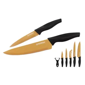 Herzberg 6-Delige marmeren gecoate messenset - goud