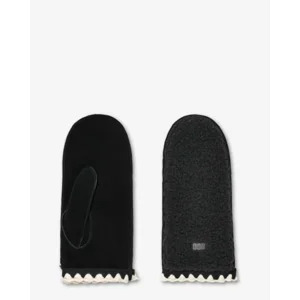 UGGfluff Scalloped Mitten Black Dameswanten