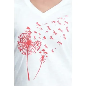 Signe Nature dames T-shirt: Wit/ koraal, korte mouw ( Signe.1355 )