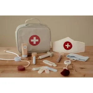 Dokter set - Hout in stoffen tas