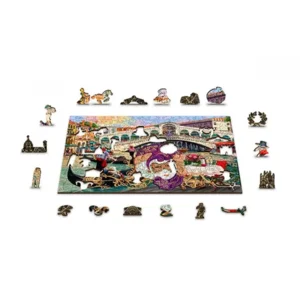 2 in 1 Puzzel - Venice Carnival - met figuurtjes - Wooden City