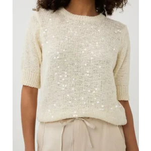 Esqualo Sweater: korte mouw, Pailletten, Champagne ( ESQ.313 )