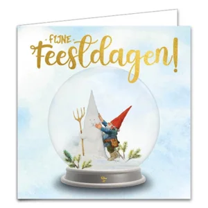 Kaarten - Kerst - Rien Poortvliet - Patroon & sneeuwbol sneeuwpop - 10st.