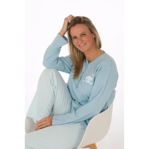 Perlina pyjama dames: Noelle, Gemoltoneerd, licht blauw ( AMM.669 )