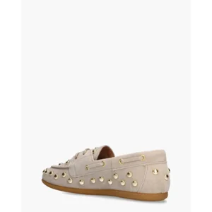 DWRS Latty Big Studs Beige Dames Veterschoenen