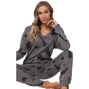 Pastunette Dames pyjama: Zwart / beige, zeer zacht ( PAS.125 )