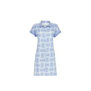 Ringella Nachthemd Dames: Blauw / Ecru, Lengte 95cm, doorknoopmodel ( RIN.614 )