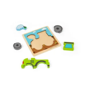 Puzzel - Tractor - Hout - Klein - 15x15cm - 5st.