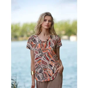 Janira Dames Shirt: Red Sea, print, Korte mouw ( JAN.276 )