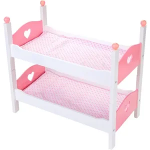 Angel Toys WOODEN DOLLS BUNK BED WHITE/PINK