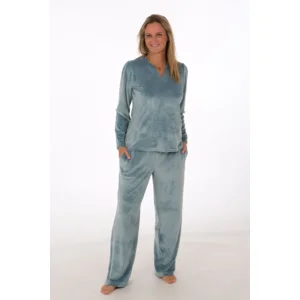 Perlina Dames pyjama: Donnel A, velours, Licht blauw ( LINA.94 )