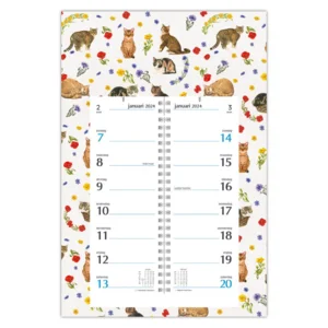 Week omlegkalender - 2024 - Op schild - Franciens katten - Cats & Flowers - 21x34cm