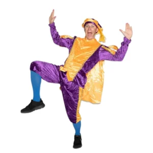 Kostuum - Piet - Paars, geel - Met cape - Velours - XXL