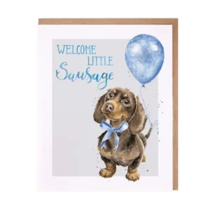 Wenskaart - Welcome Little Sausage (Boy)