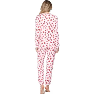 Pastunette Dames pyjama: Lightt Pink, lichte fleece, hartjes ( 100025 )
