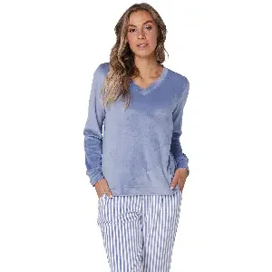Pastunette Dames pyjama: Fleece, blauw ( PAS.139 )