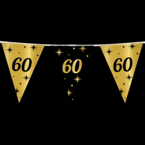Vlaggenlijn - 60 jaar - Goud, zwart - 10m
