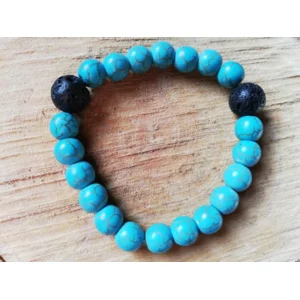 Armband howliet blauw met lavastenen