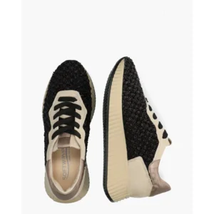 Softwaves Anna Zwart/Beige Damessneakers