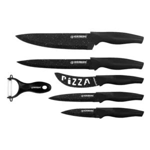 Herzberg 6-Delige messenset met marmercoating - zwart marmer