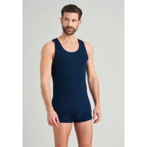 Schiesser Sustainable Rib heren singlet in donkerblauw