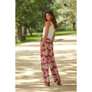 Janira Broek: Lilyana, Print rood / ecru ( JAN.271 )